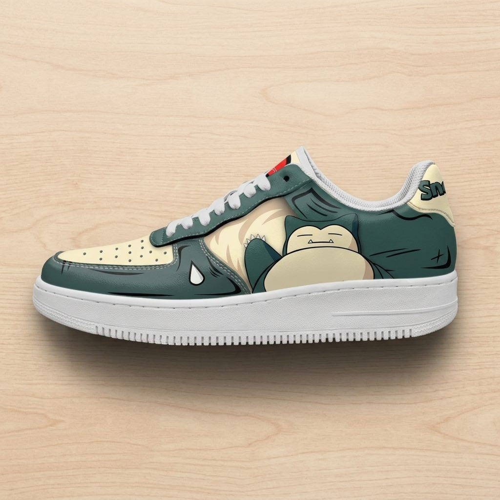 Baskets Anime Sleeping Snorlax en Cuir Chaussures Basses Unisexes Anime Manga