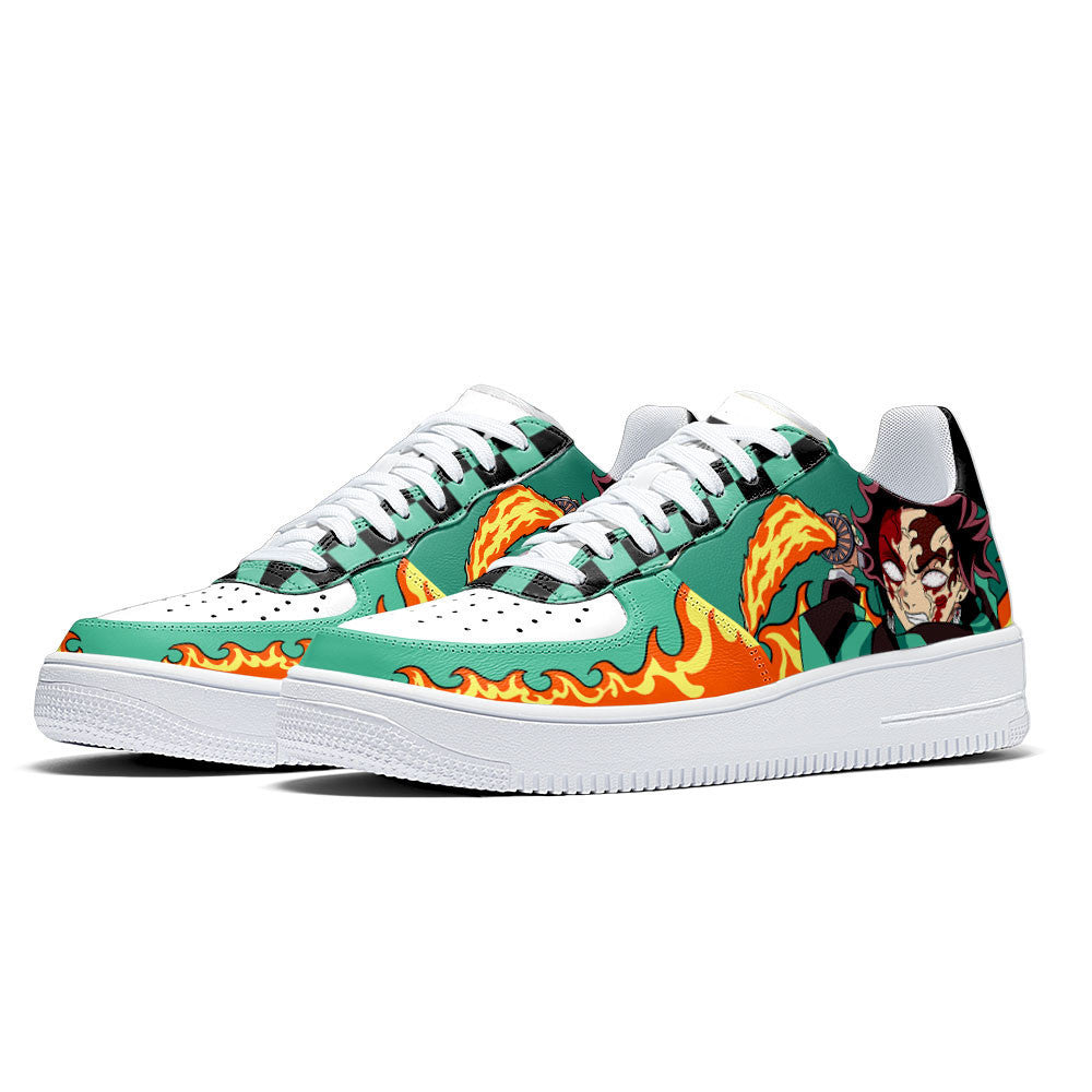 Baskets Anime Tanjiro Bloody Rage en Cuir Chaussures Basses Unisexes Demon Slayer