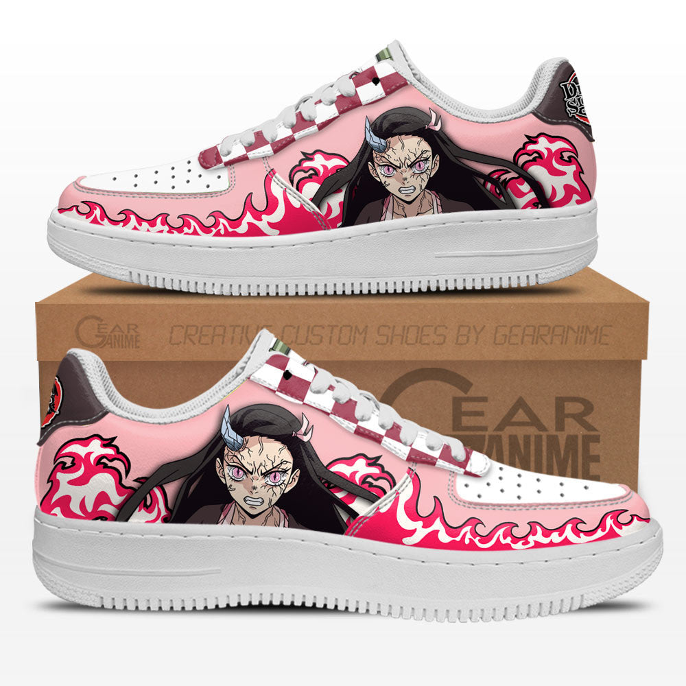 Baskets Anime Nezuko Kamado Full Demon Form en Cuir Chaussures Basses Unisexes Demon Slayer