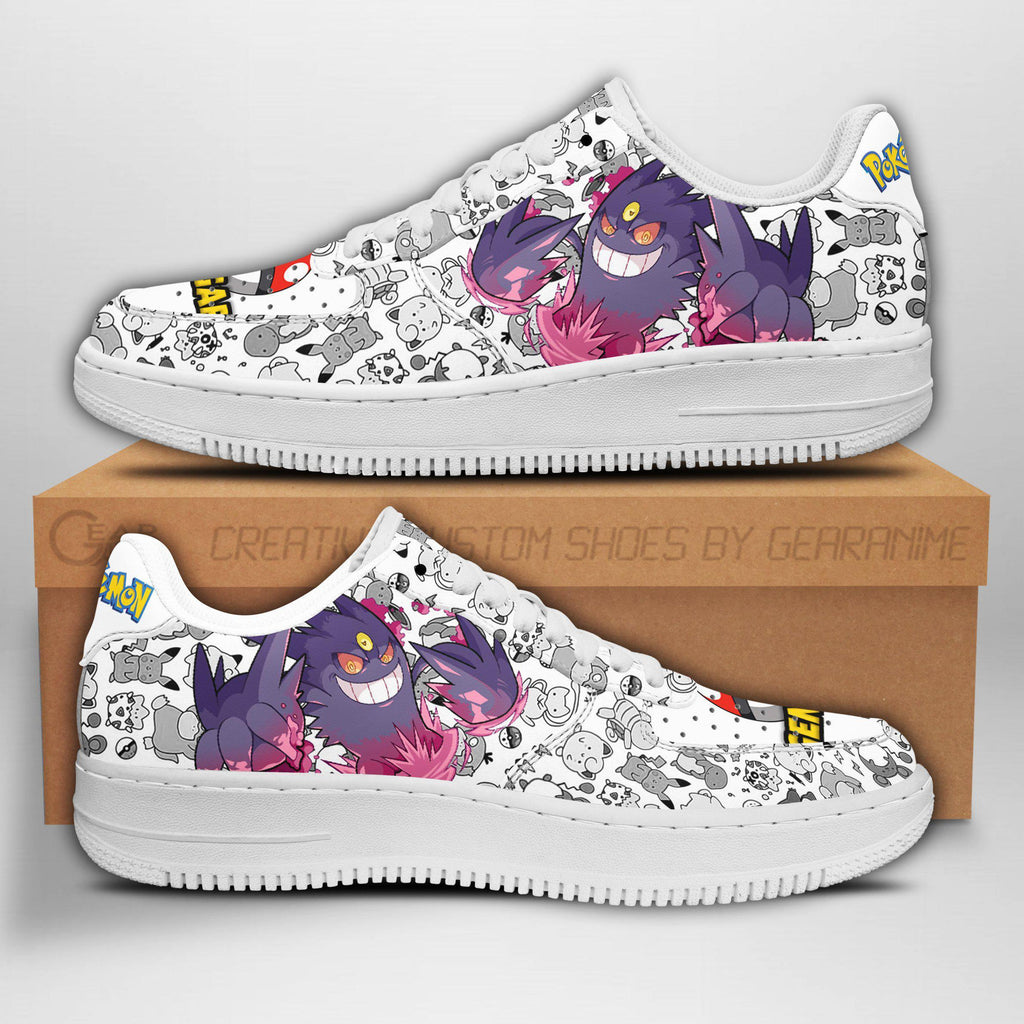 Baskets Anime Gengar en Cuir Chaussures Basses Unisexes Anime Manga