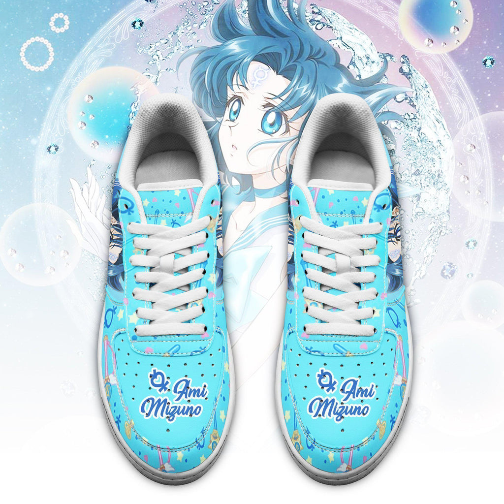 Baskets Anime Sailor Mercury en Cuir Chaussures Basses Unisexes Anime Manga