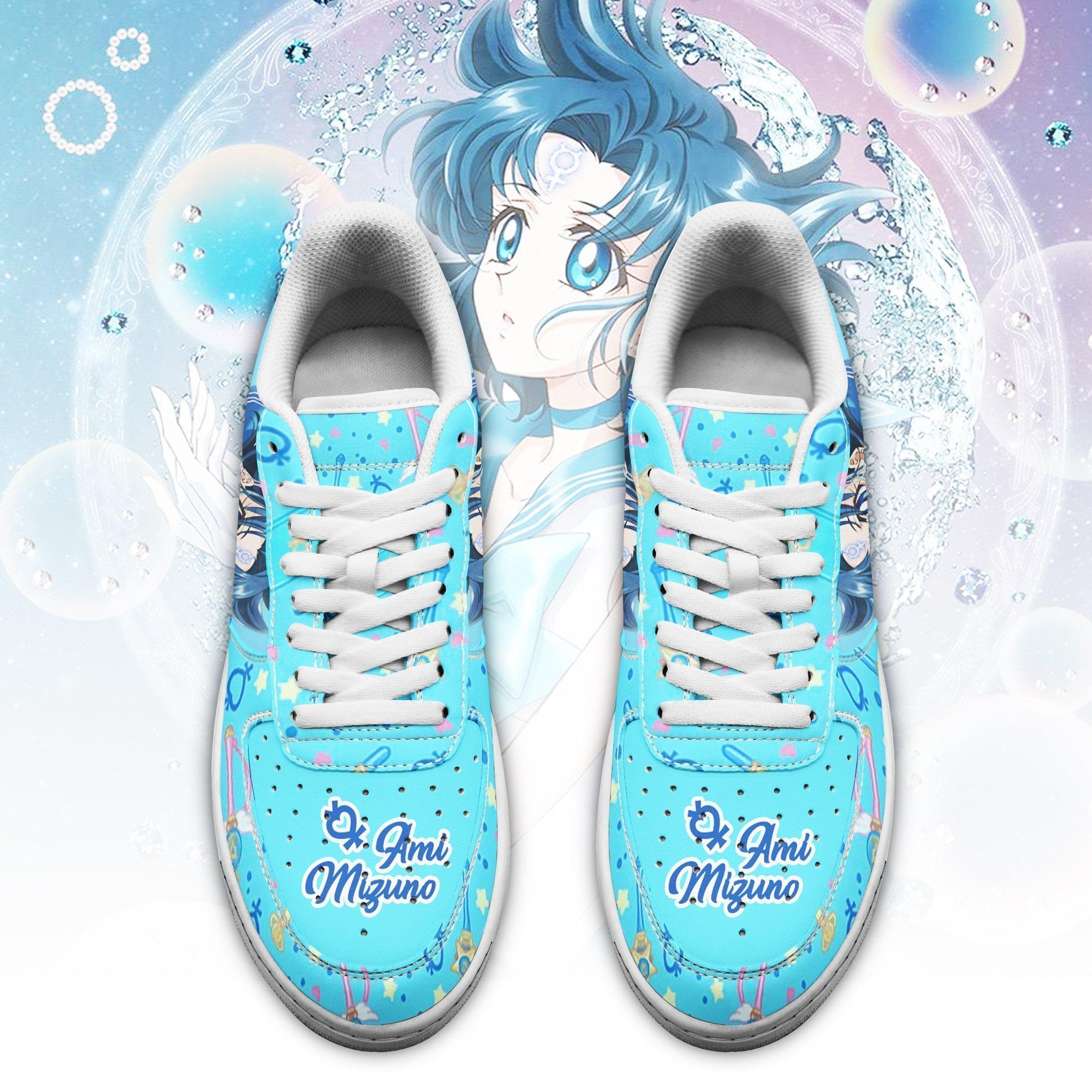 Baskets Anime Sailor Mercury en Cuir Chaussures Basses Unisexes Anime Manga