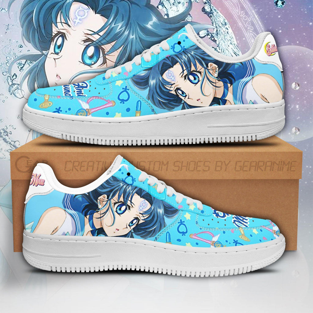Baskets Anime Sailor Mercury en Cuir Chaussures Basses Unisexes Anime Manga