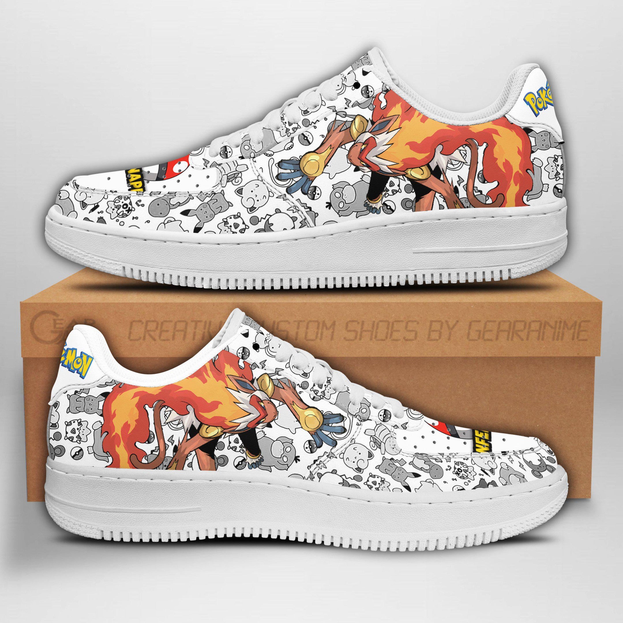 Baskets Anime Infernape en Cuir Chaussures Basses Unisexes Anime Manga