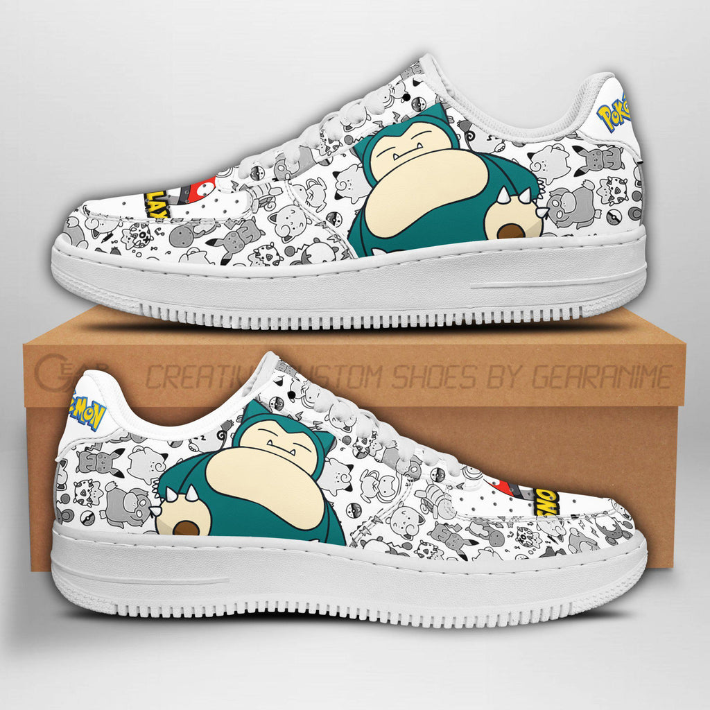Baskets Anime Snorlax Custom Low-Top Leather Sneakers Pattern en Cuir Chaussures Basses Unisexes Anime Manga