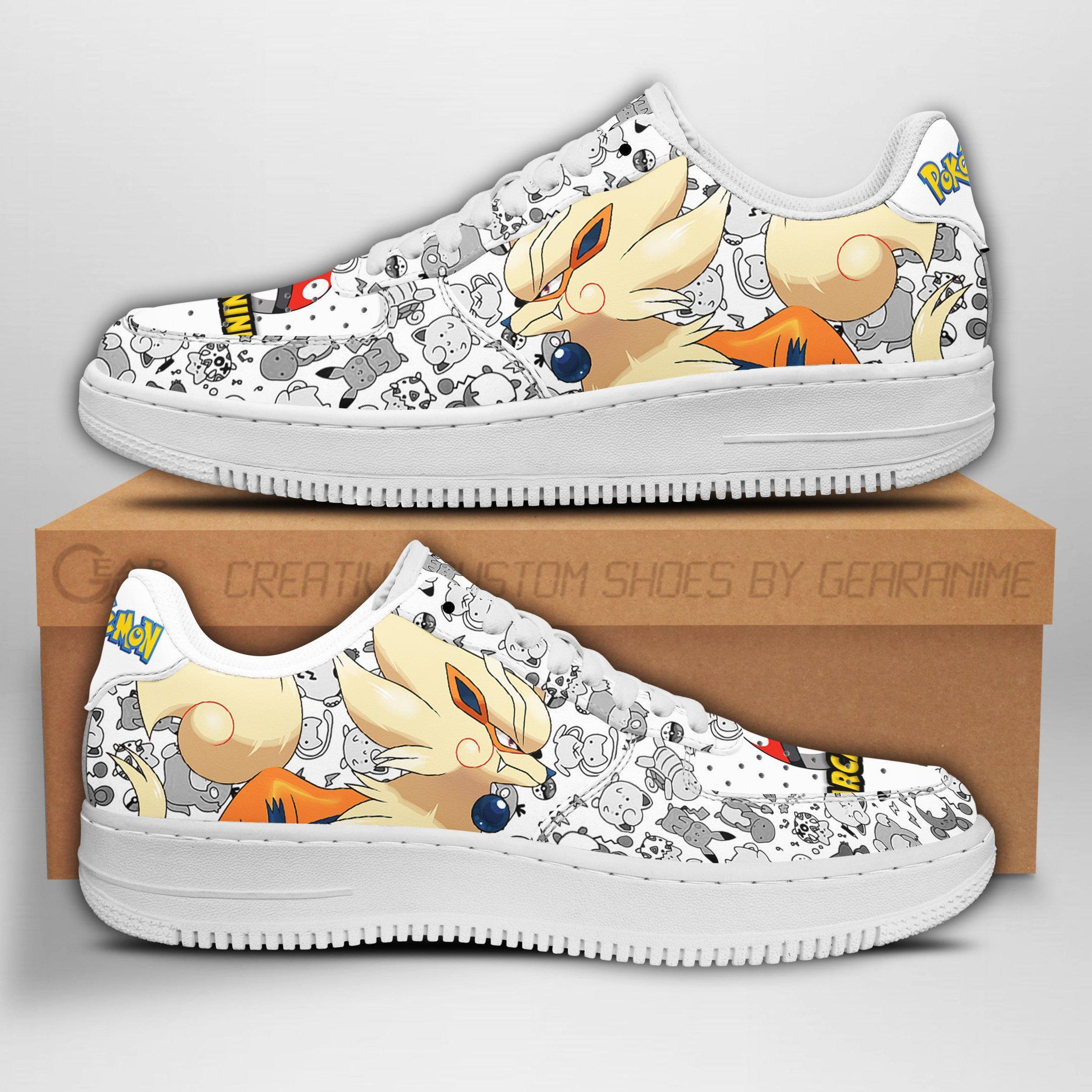 Baskets Anime Arcanine en Cuir Chaussures Basses Unisexes Anime Manga