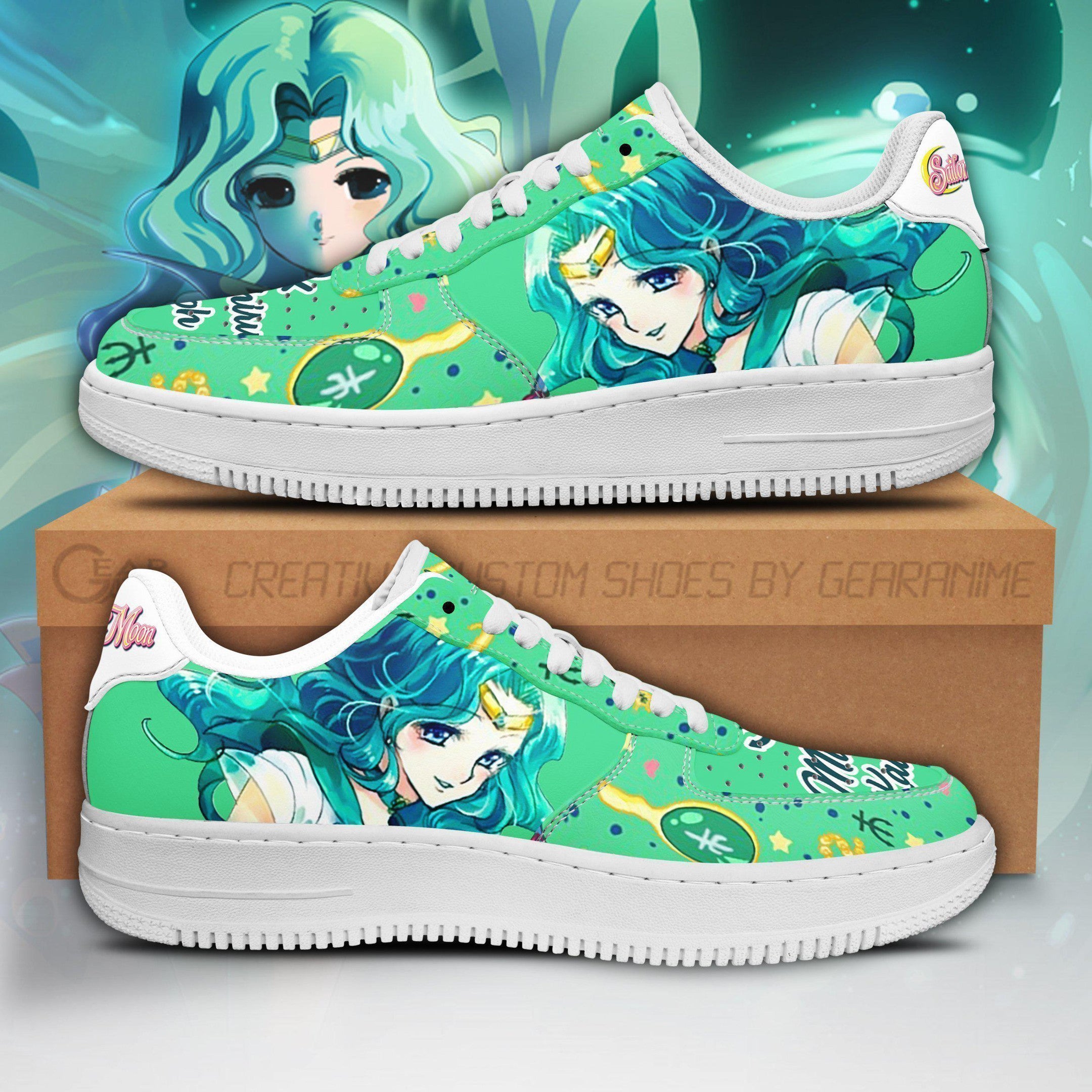 Baskets Anime Sailor Neptune en Cuir Chaussures Basses Unisexes Anime Manga