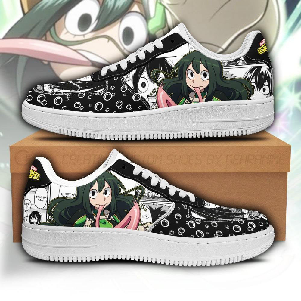 Baskets Anime Tsuyu Asui en Cuir Chaussures Basses Unisexes Anime Manga
