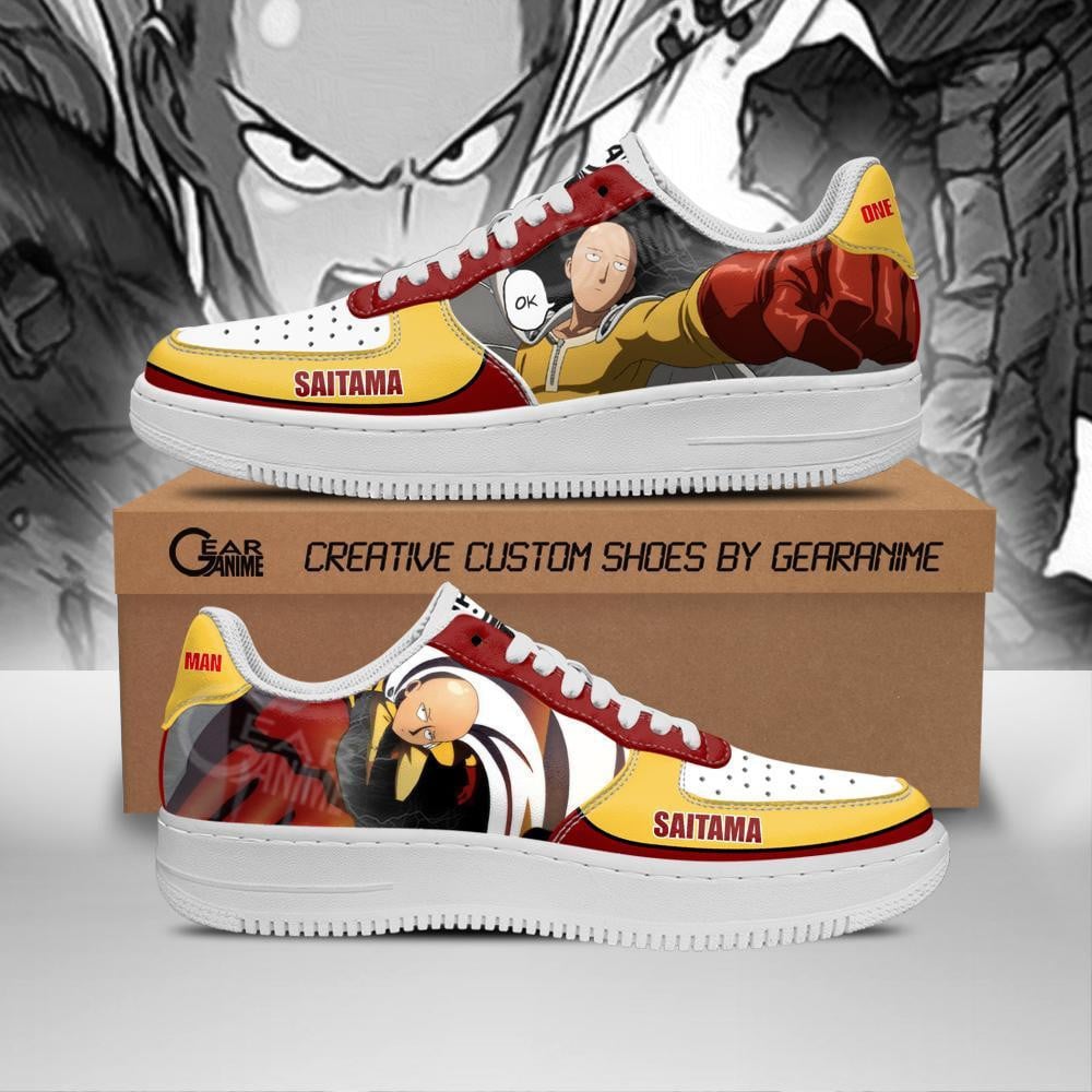 Baskets Anime Saitama en Cuir Chaussures Basses Unisexes Anime Manga