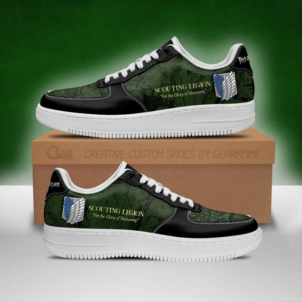 Baskets Anime AOT Scout Regiment Slogan en Cuir Chaussures Basses Unisexes Anime Manga