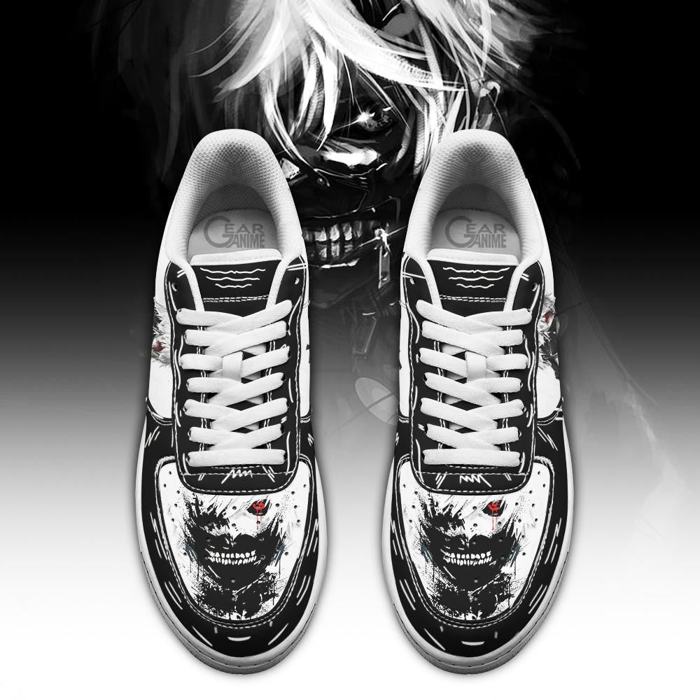 Baskets Anime Ken Kaneki BW en Cuir Chaussures Basses Unisexes Tokyo Ghoul