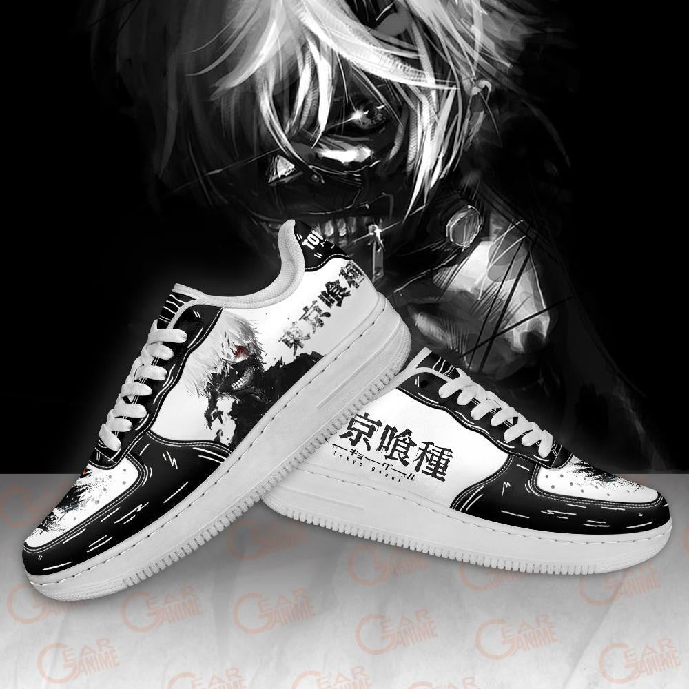 Baskets Anime Ken Kaneki BW en Cuir Chaussures Basses Unisexes Tokyo Ghoul