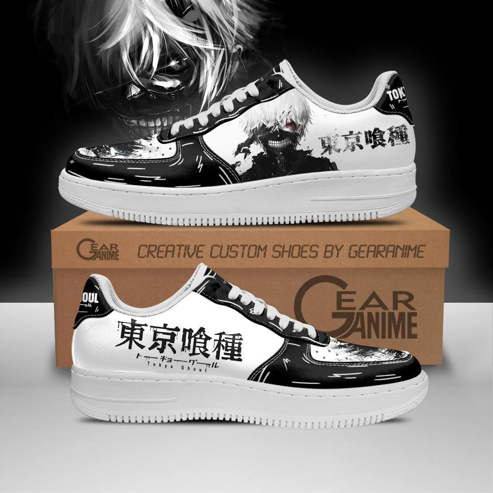 Baskets Anime Ken Kaneki BW en Cuir Chaussures Basses Unisexes Tokyo Ghoul