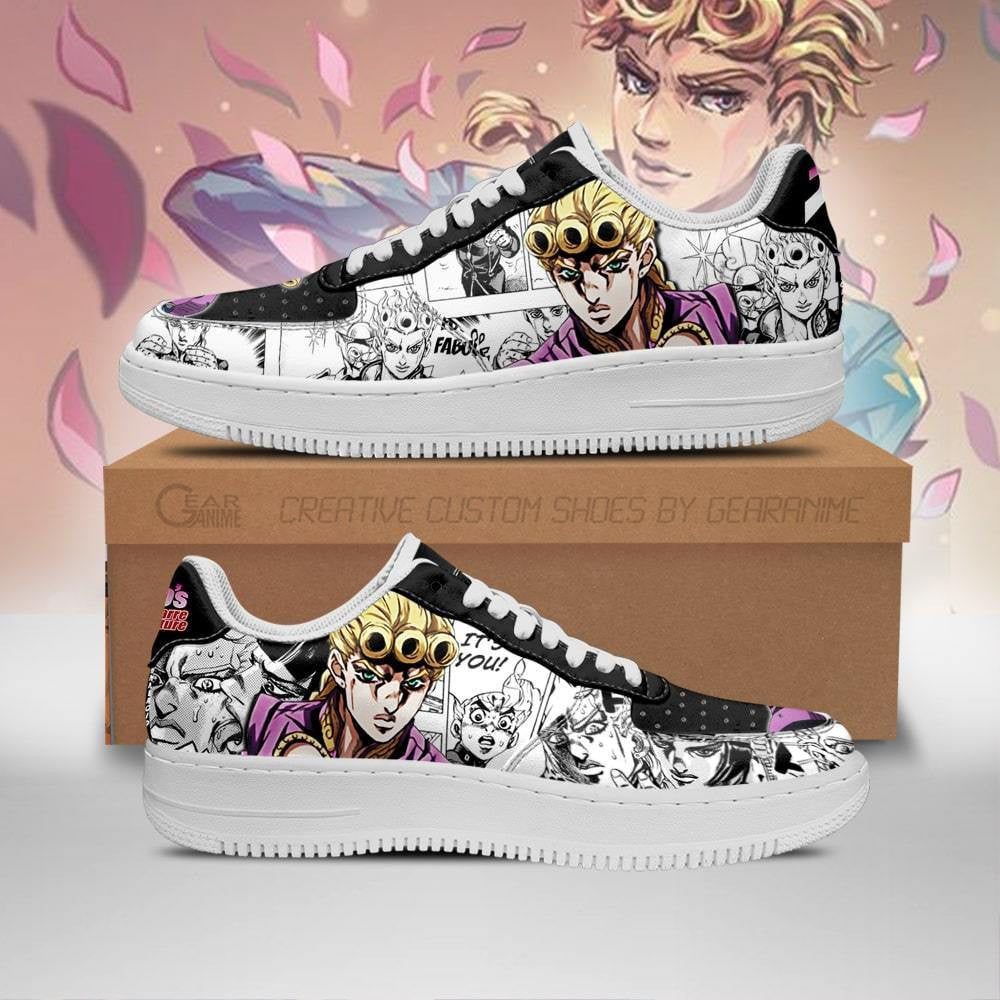 Baskets Anime Giorno Giovanna en Cuir Chaussures Basses Unisexes Anime Manga