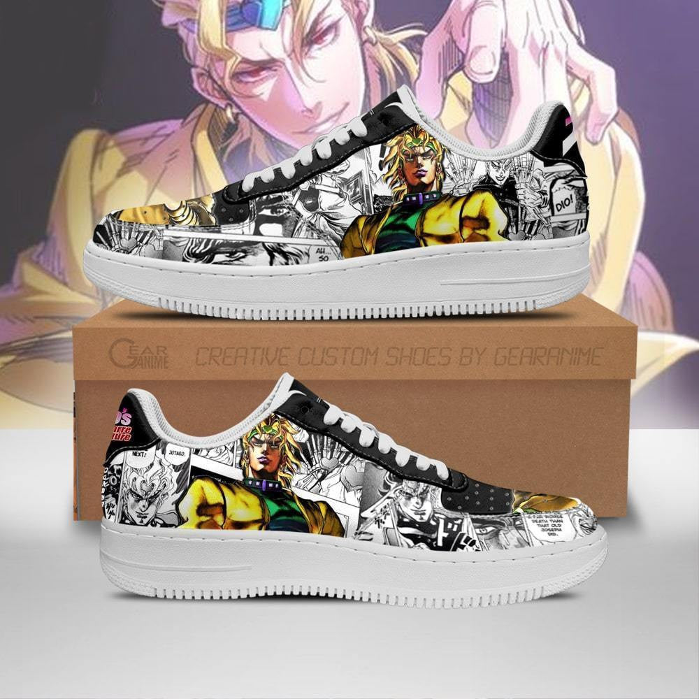 Baskets Anime Dio Brando en Cuir Chaussures Basses Unisexes Anime Manga