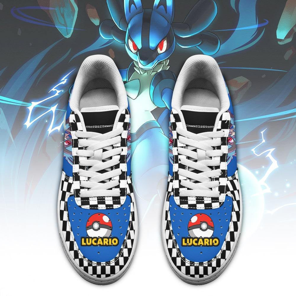 Baskets Anime Poke Lucario en Cuir Chaussures Basses Unisexes Anime Manga