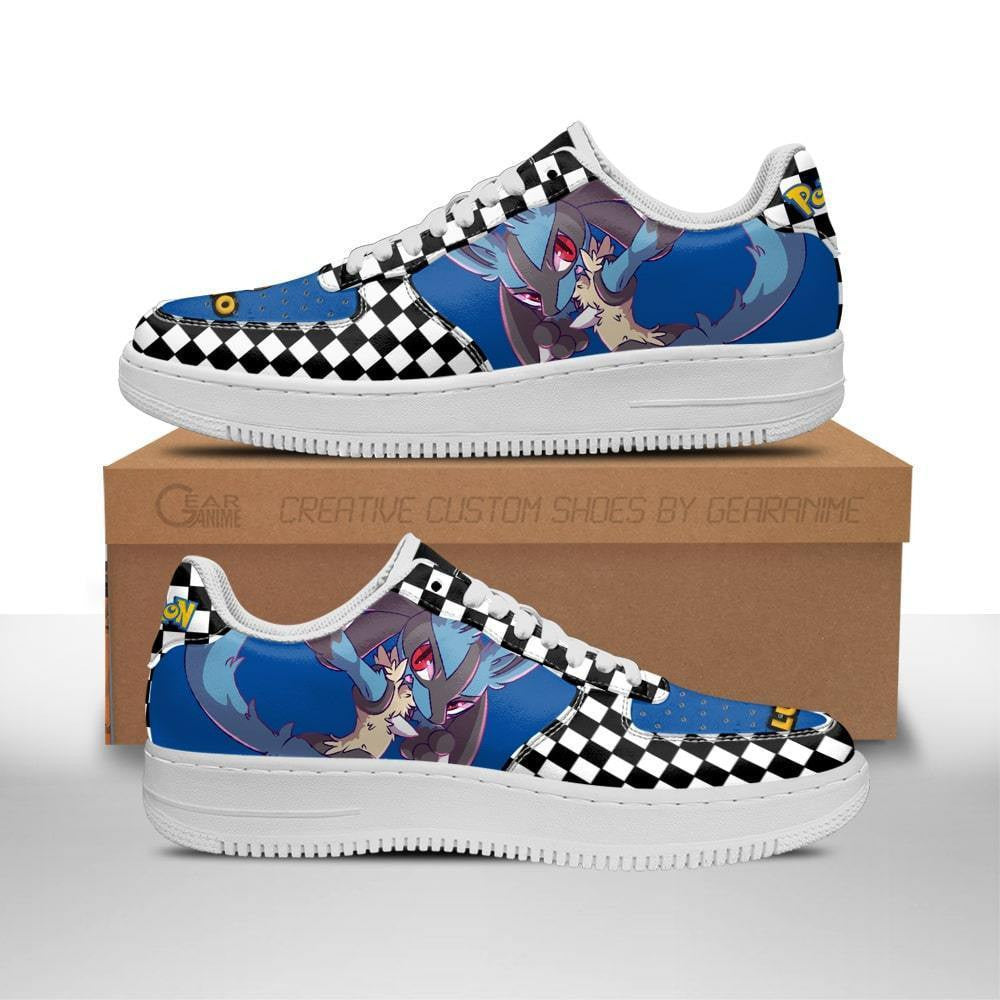 Baskets Anime Poke Lucario en Cuir Chaussures Basses Unisexes Anime Manga