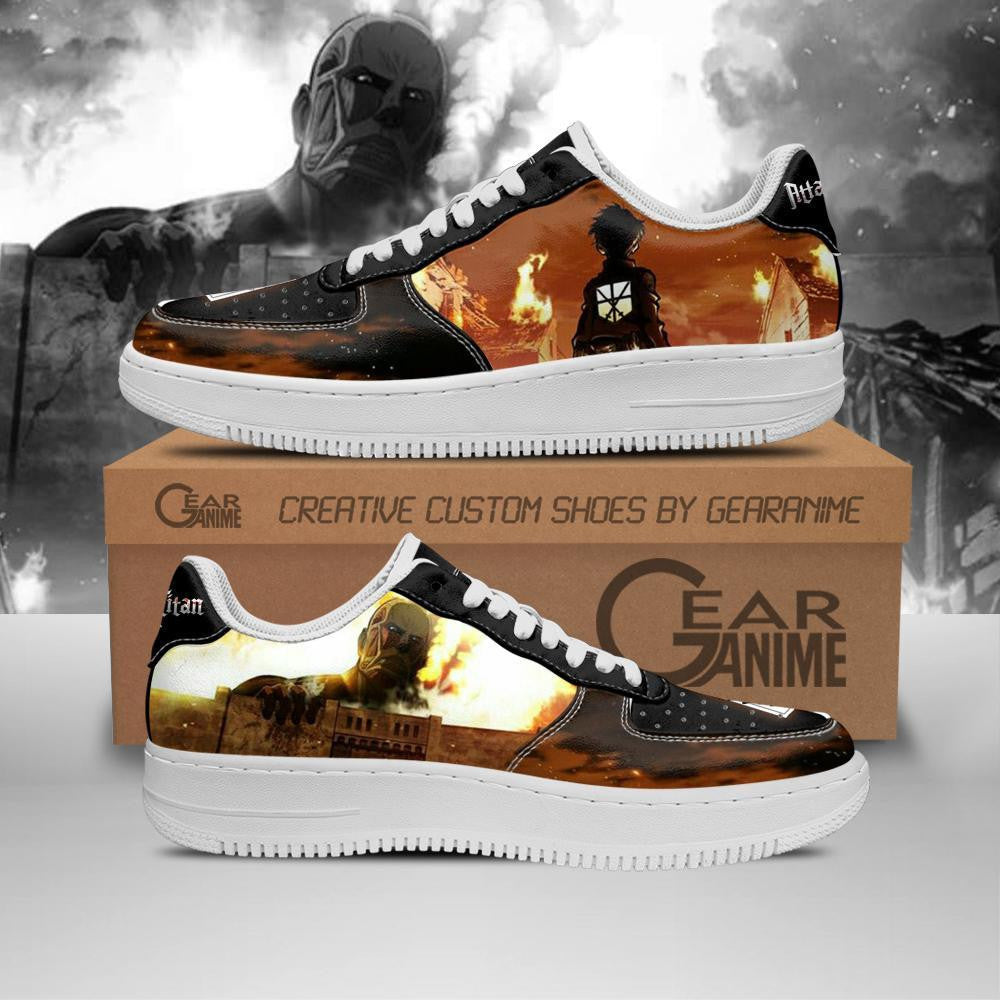 Baskets Anime Eren and Colossal Titan en Cuir Chaussures Basses Unisexes Attack on Titan