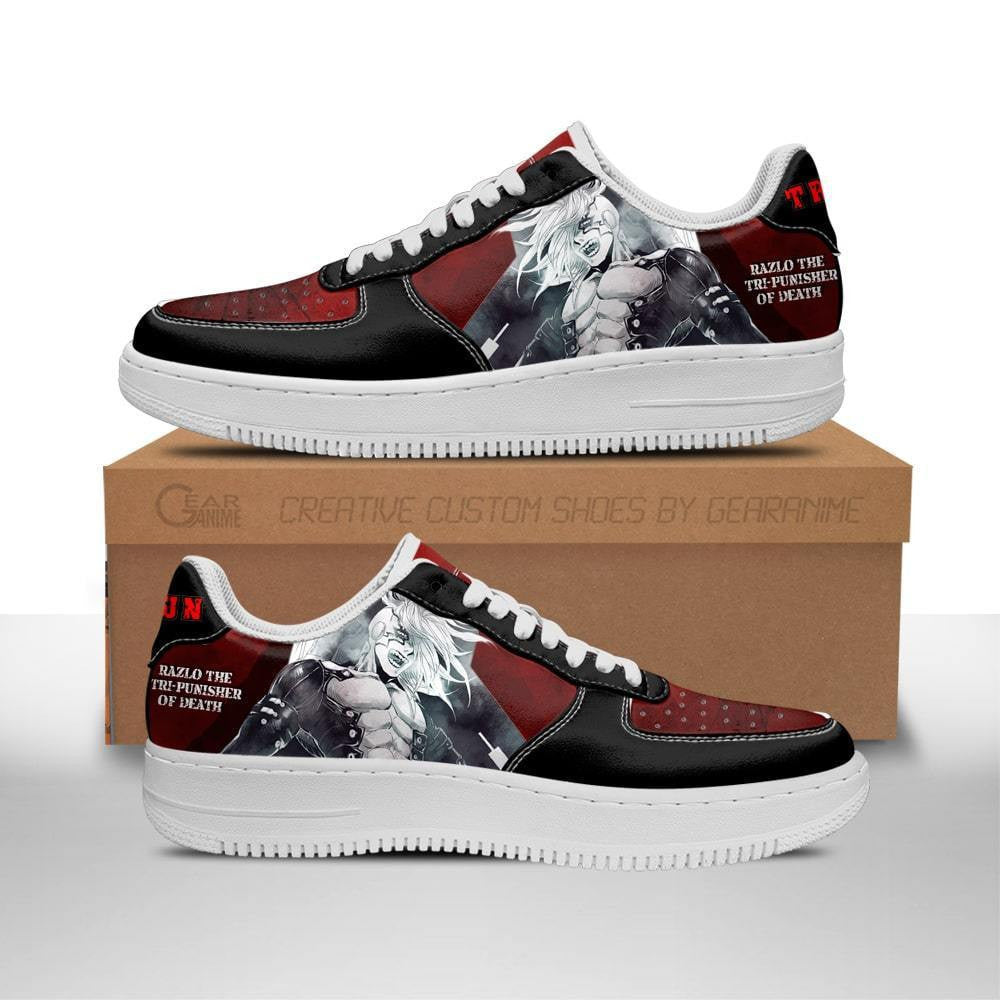Baskets Anime Razlo the Tri-Punisher of Death en Cuir Chaussures Basses Unisexes Anime Manga