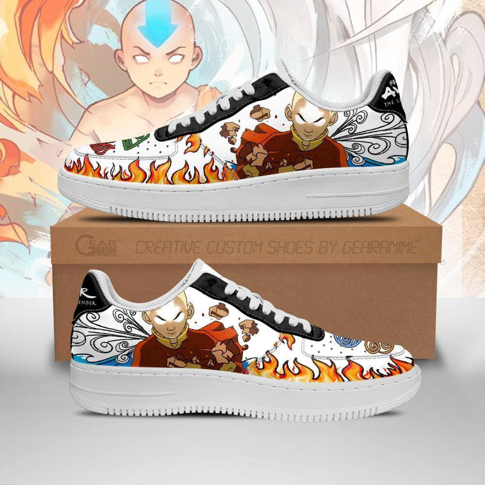 Baskets Anime Aang en Cuir Chaussures Basses Unisexes Anime Manga
