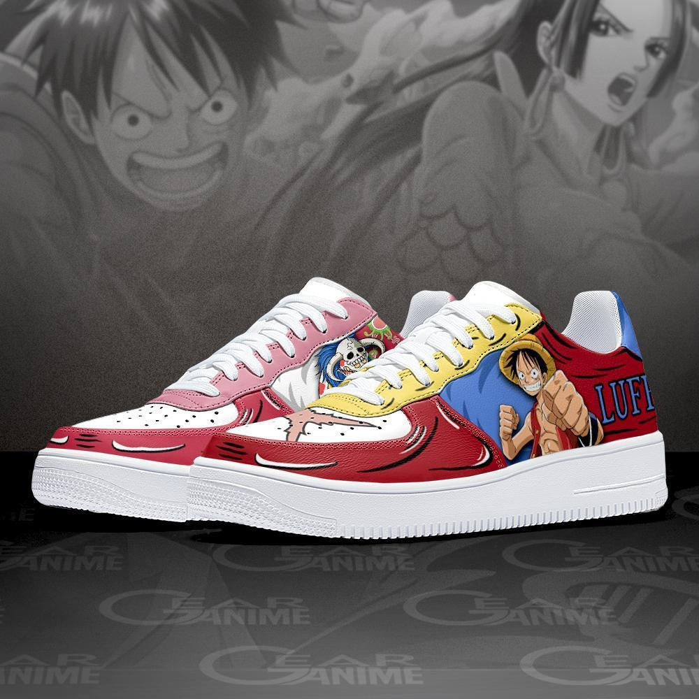 Baskets Anime Boa Hancock And Luffy en Cuir Chaussures Basses Unisexes One Piece
