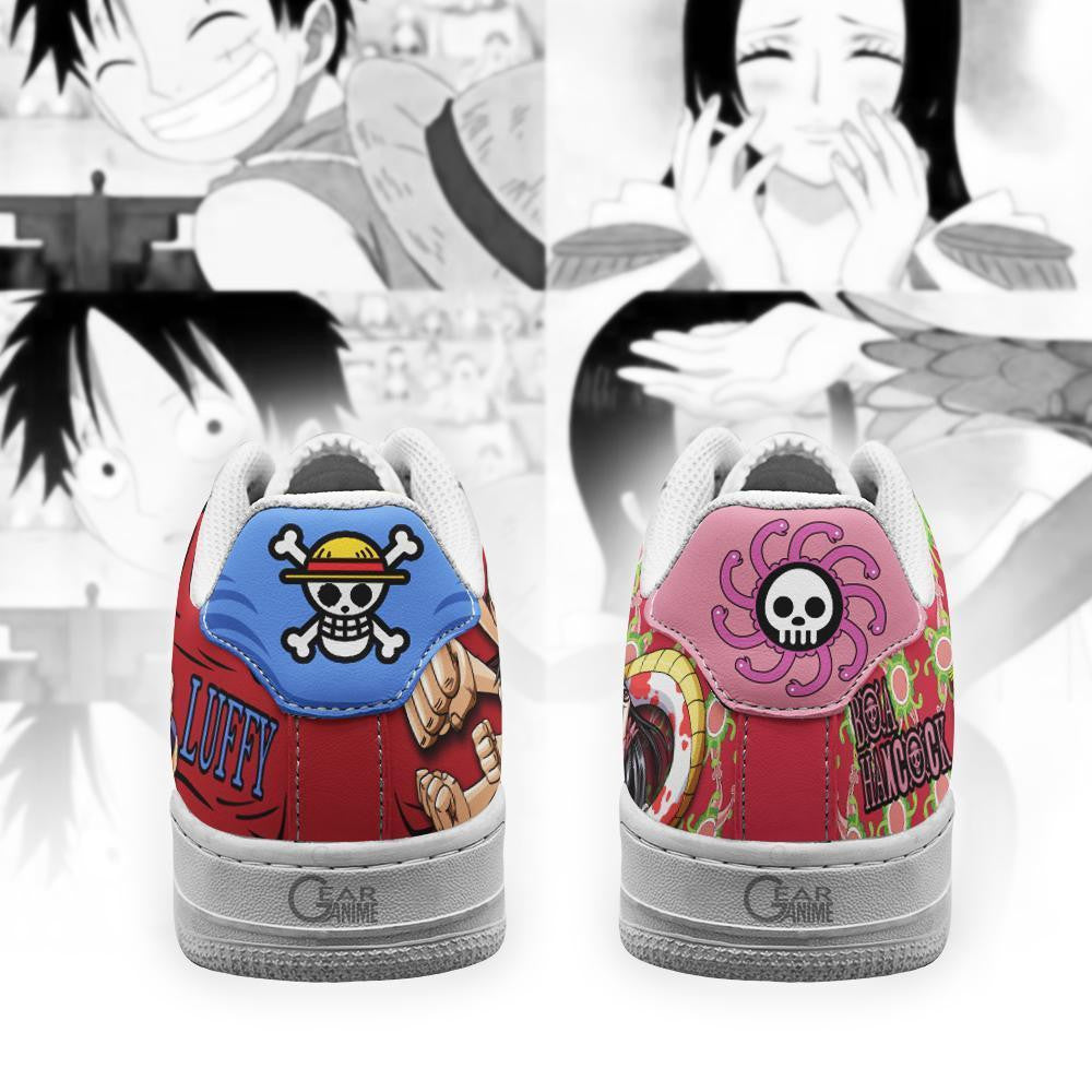 Baskets Anime Boa Hancock And Luffy en Cuir Chaussures Basses Unisexes One Piece