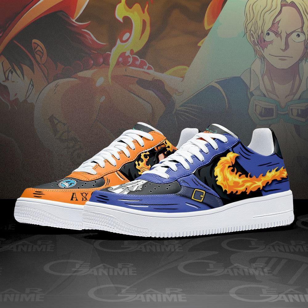 Baskets Anime Portgas Ace and Sabo en Cuir Chaussures Basses Unisexes Anime Manga