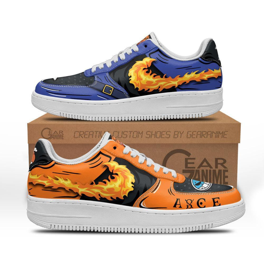 Baskets Anime Portgas Ace and Sabo en Cuir Chaussures Basses Unisexes Anime Manga