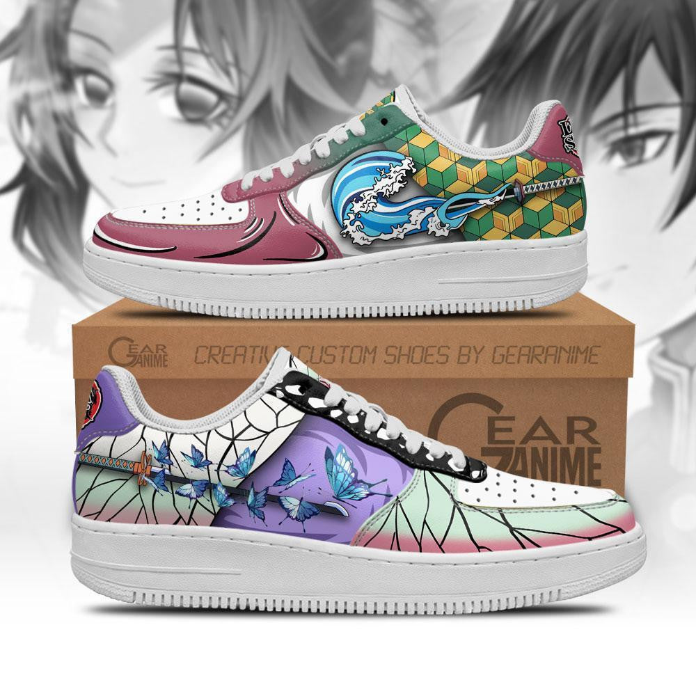 Baskets Anime Giyuu and Shinobu en Cuir Chaussures Basses Unisexes Anime Manga