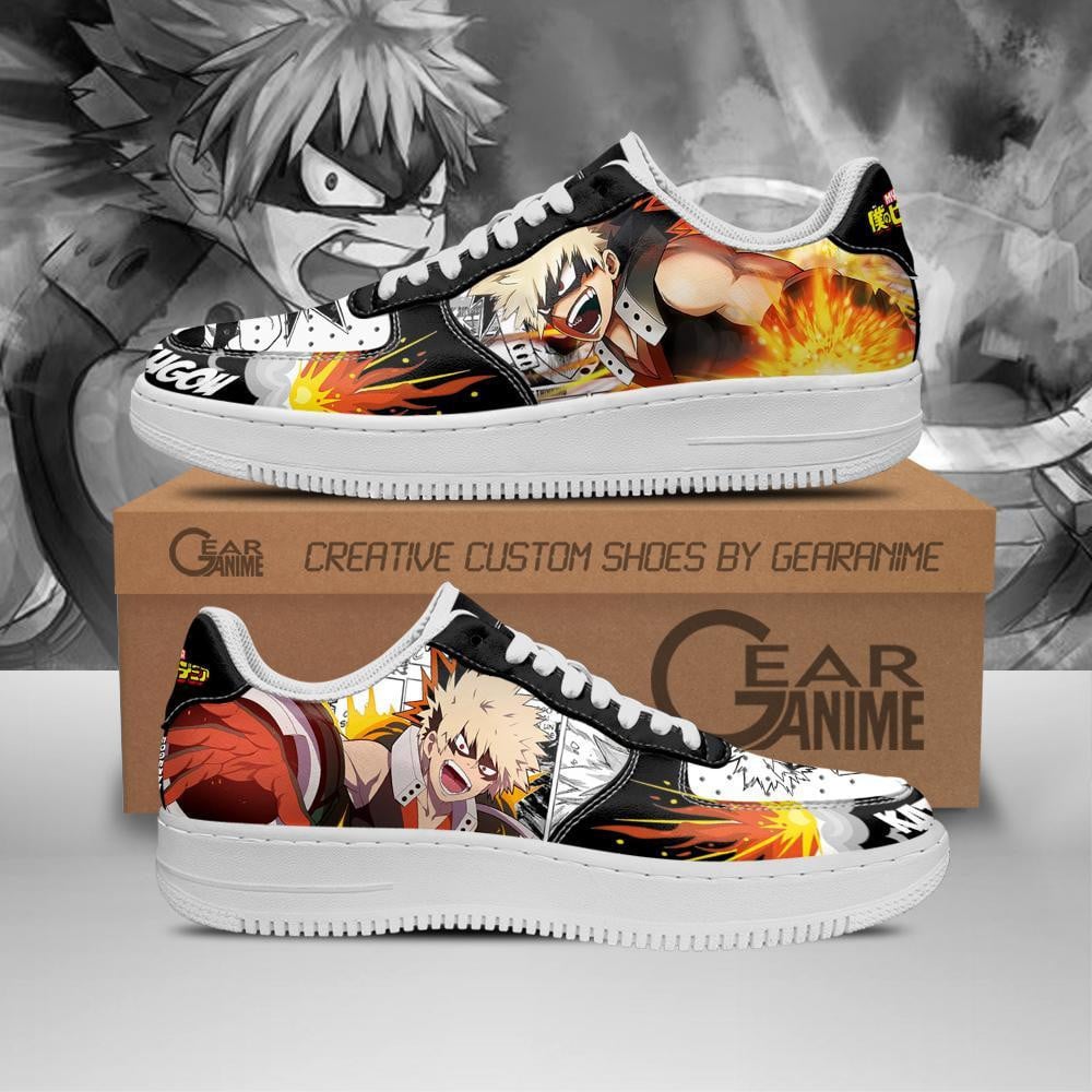 Baskets Anime Katsuki Bakugou en Cuir Chaussures Basses Unisexes Anime Manga