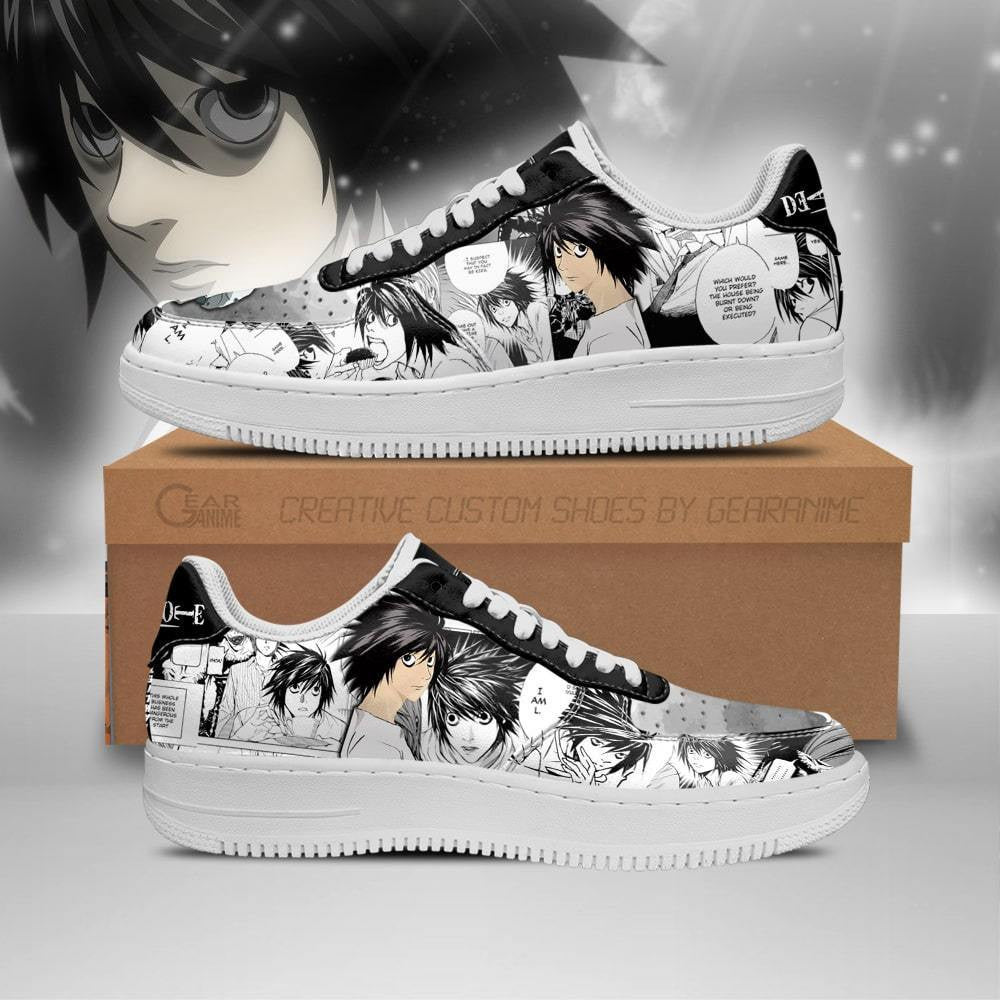Baskets Anime L Lawliet en Cuir Chaussures Basses Unisexes Anime Manga