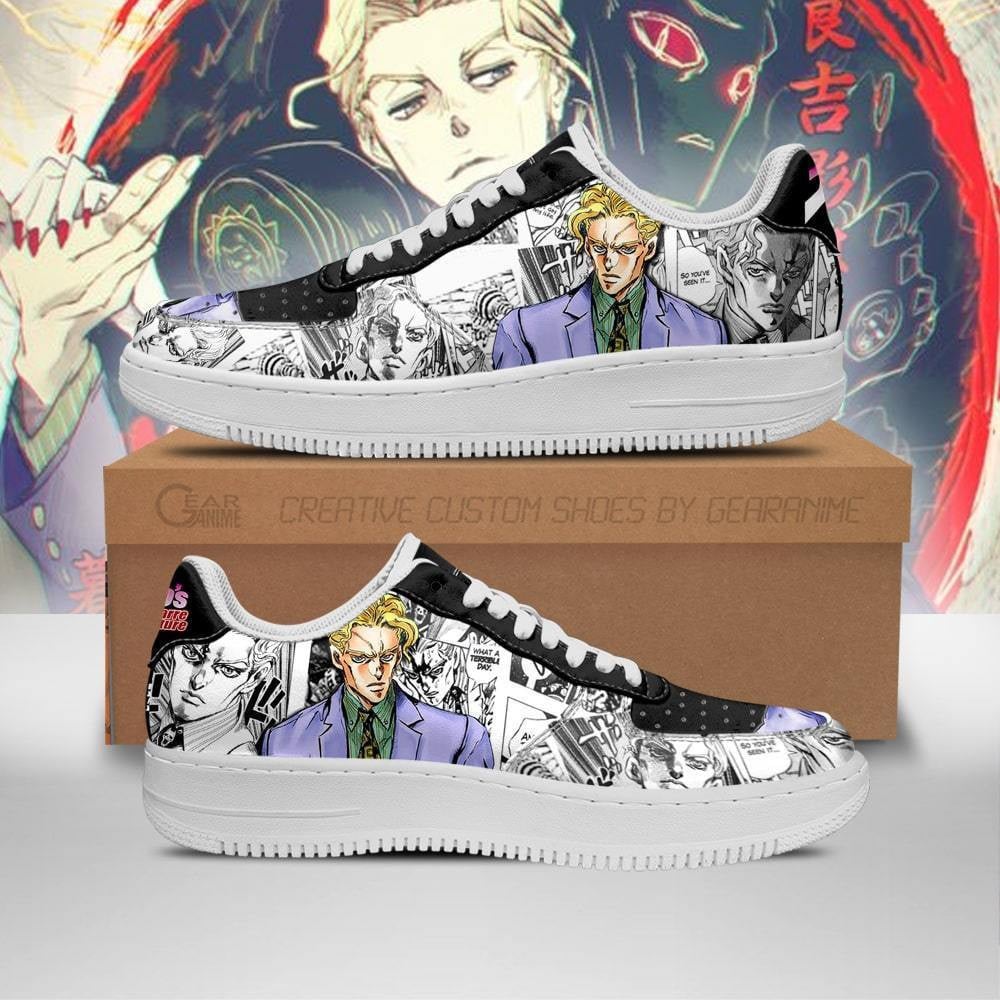 Baskets Anime Yoshikage Kira en Cuir Chaussures Basses Unisexes Anime Manga