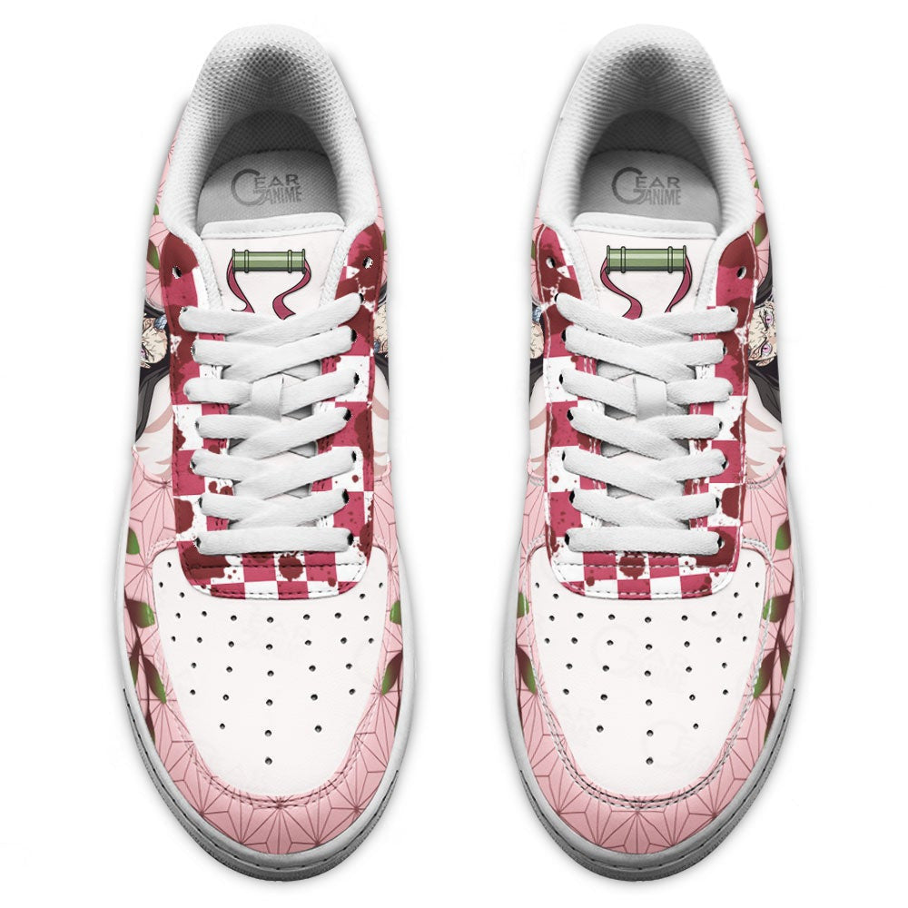 Baskets Anime Nezuko Custom Low-Top Leather Sneakers Demon Form Custom en Cuir Chaussures Basses Unisexes Demon Slayer