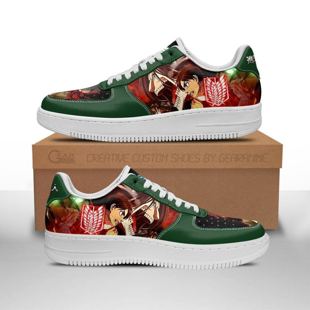 Baskets Anime Shingeki Eren Yeager en Cuir Chaussures Basses Unisexes Attack on Titan