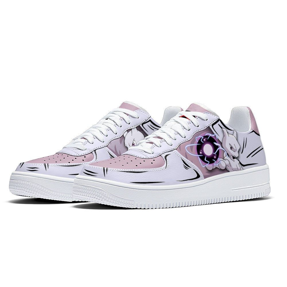Baskets Anime Mewtwo en Cuir Chaussures Basses Unisexes Anime Manga