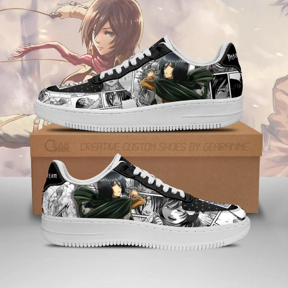 Baskets Anime AOT Mikasa en Cuir Chaussures Basses Unisexes Attack on Titan