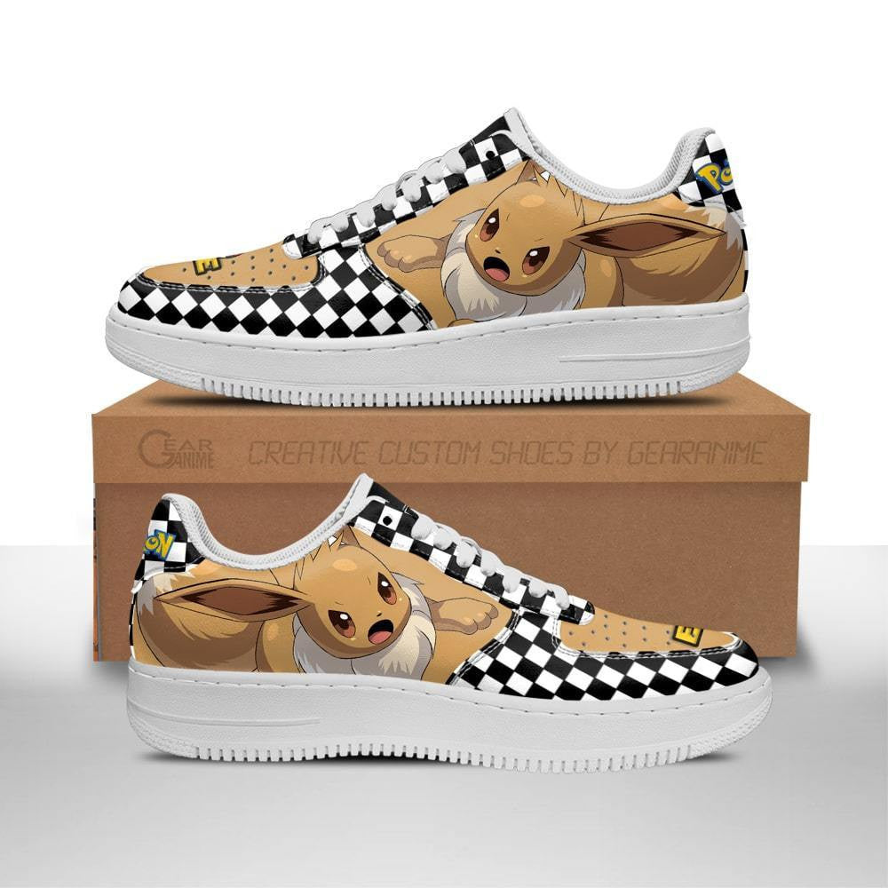 Baskets Anime Poke Eevee en Cuir Chaussures Basses Unisexes Anime Manga