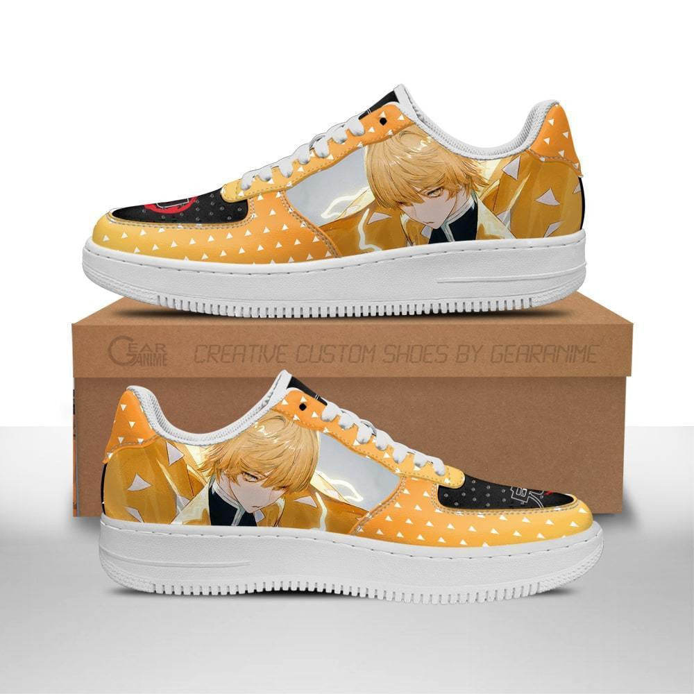 Baskets Anime Zenitsu Custom Low-Top Leather Sneakers Serious Moment en Cuir Chaussures Basses Unisexes Anime Manga