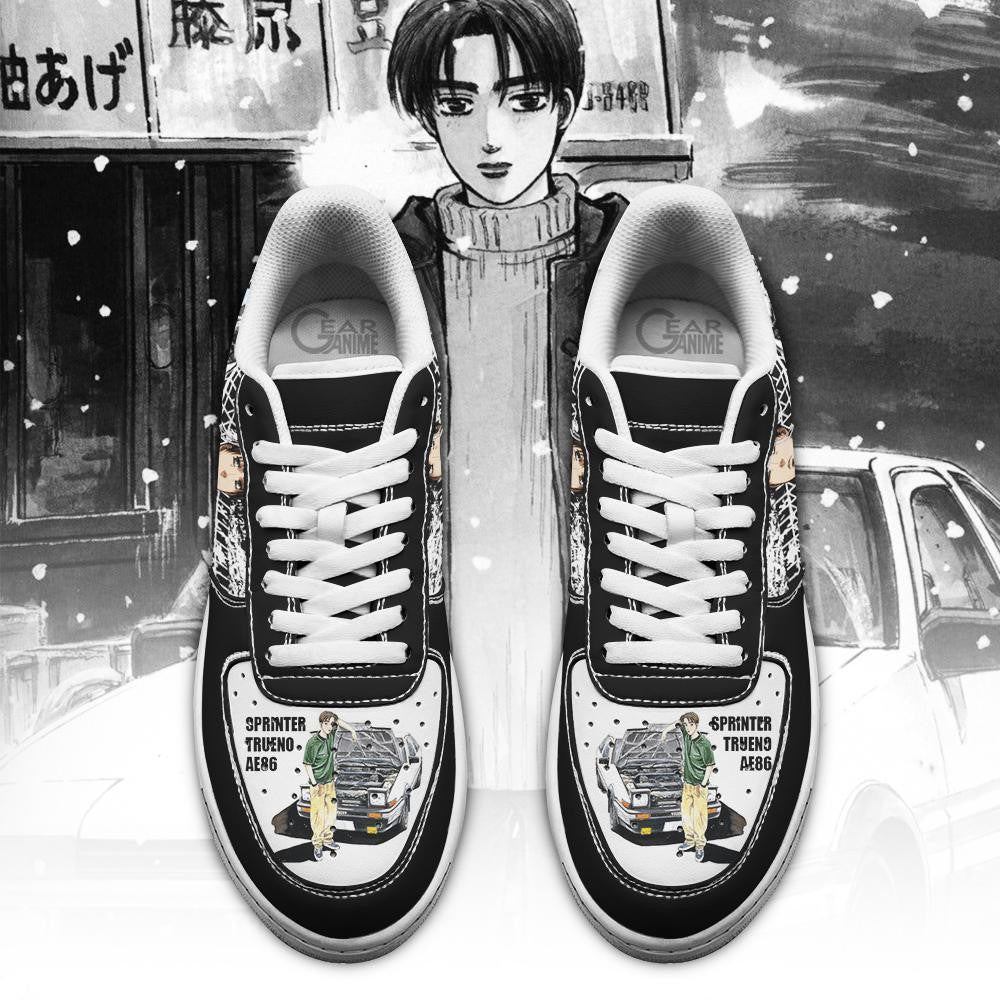 Baskets Anime Takumi Fujiwara Initial en Cuir Chaussures Basses Unisexes Anime Manga