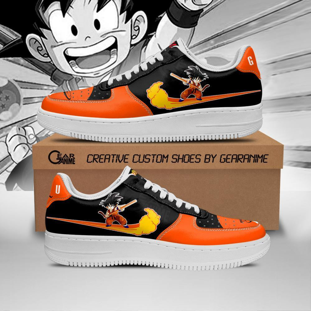 Baskets Anime Kid Goku Kintoun en Cuir Chaussures Basses Unisexes Dragon Ball