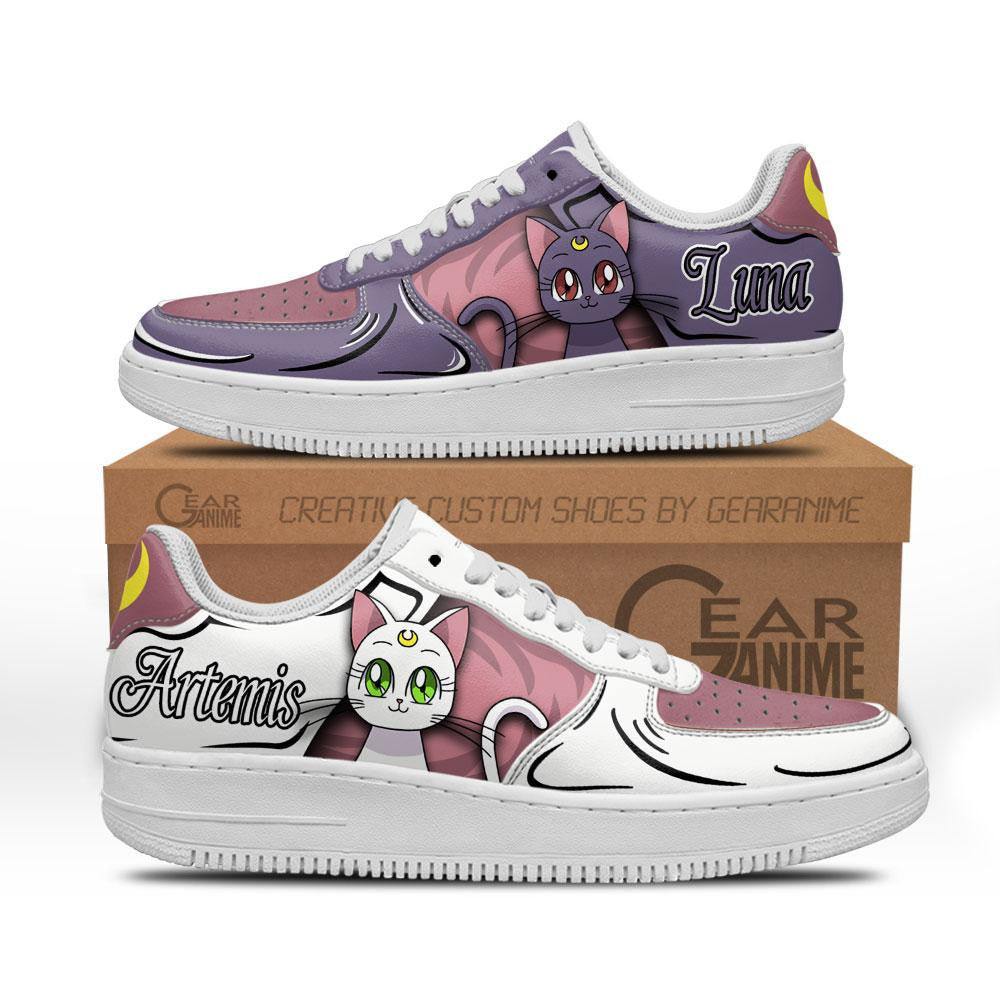 Baskets Anime Luna and Artemis en Cuir Chaussures Basses Unisexes Anime Manga