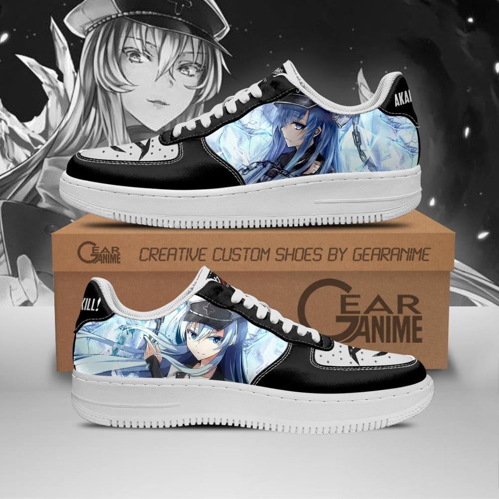 Baskets Anime Akame Ga Kill Esdeath en Cuir Chaussures Basses Unisexes Anime Manga