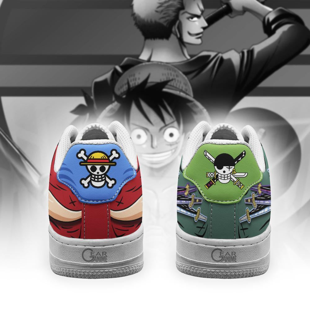 Baskets Anime Zoro vs Luffy Custom Low-Top Leather Sneakers Gomu Vs Santoryu en Cuir Chaussures Basses Unisexes One Piece