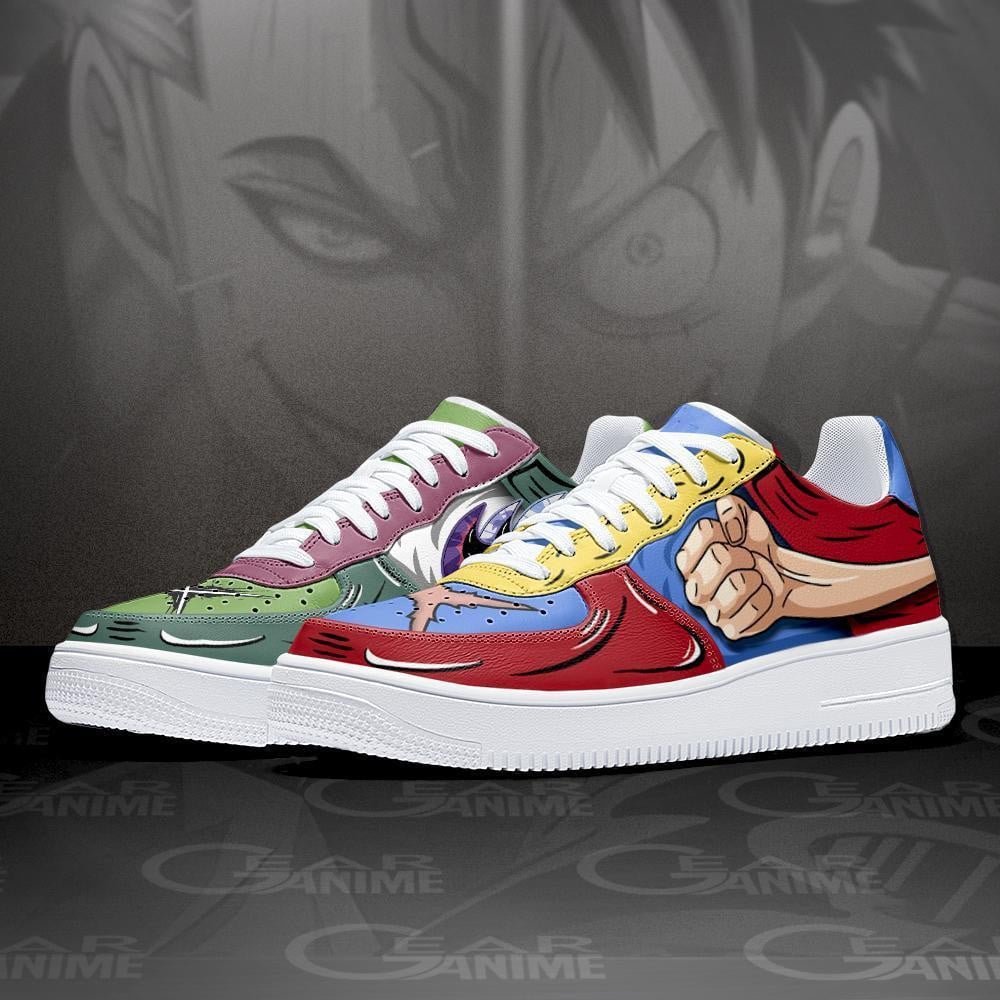 Baskets Anime Zoro vs Luffy Custom Low-Top Leather Sneakers Gomu Vs Santoryu en Cuir Chaussures Basses Unisexes One Piece