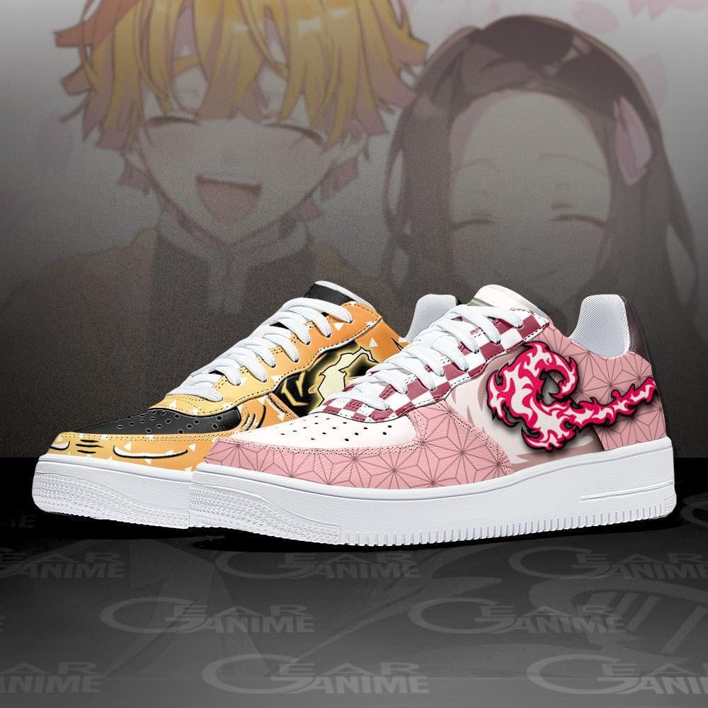 Baskets Anime Nezuko and Zenitsu en Cuir Chaussures Basses Unisexes Demon Slayer