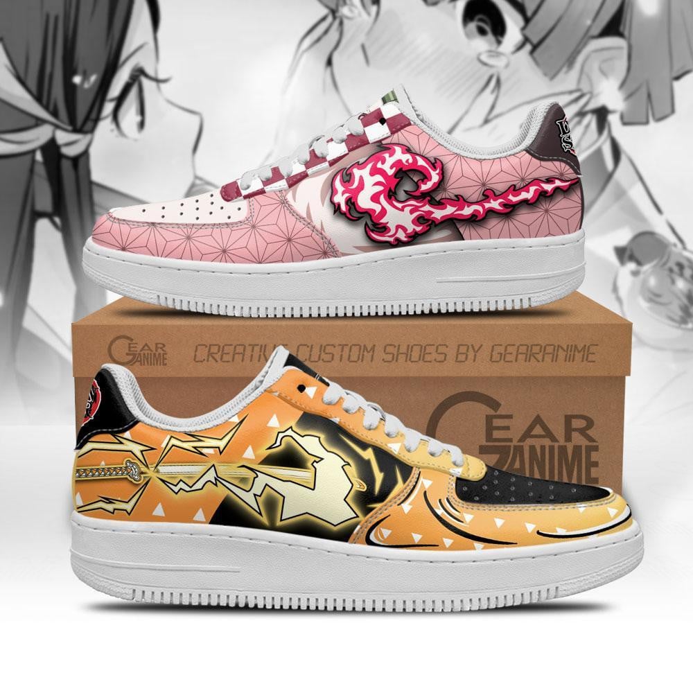 Baskets Anime Nezuko and Zenitsu en Cuir Chaussures Basses Unisexes Demon Slayer