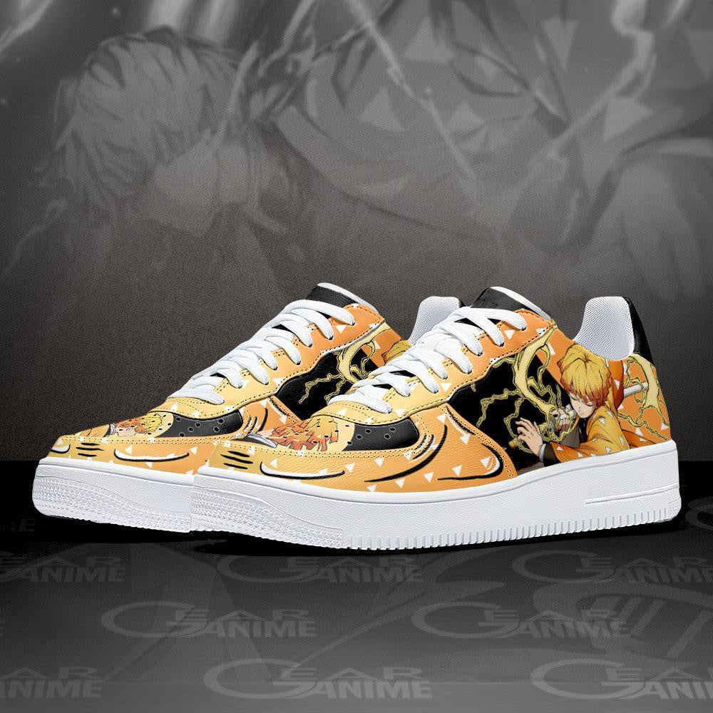 Baskets Anime Zenitsu Custom Low-Top Leather Sneakers Thunder Breathing First Form en Cuir Chaussures Basses Unisexes Anime Manga