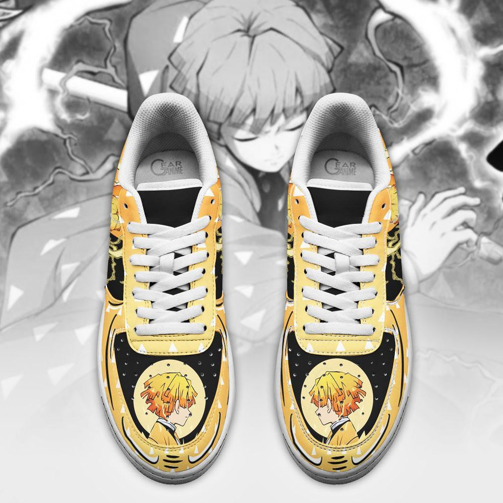 Baskets Anime Zenitsu Custom Low-Top Leather Sneakers Thunder Breathing First Form en Cuir Chaussures Basses Unisexes Anime Manga