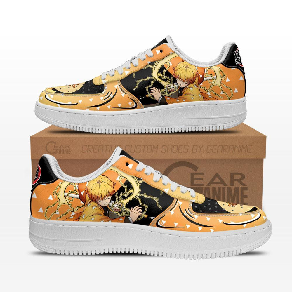 Baskets Anime Zenitsu Custom Low-Top Leather Sneakers Thunder Breathing First Form en Cuir Chaussures Basses Unisexes Anime Manga