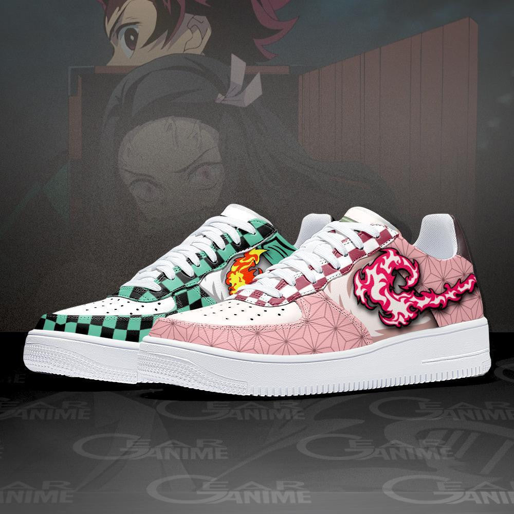 Baskets Anime Nezuko Kamado and Tanjro en Cuir Chaussures Basses Unisexes Demon Slayer